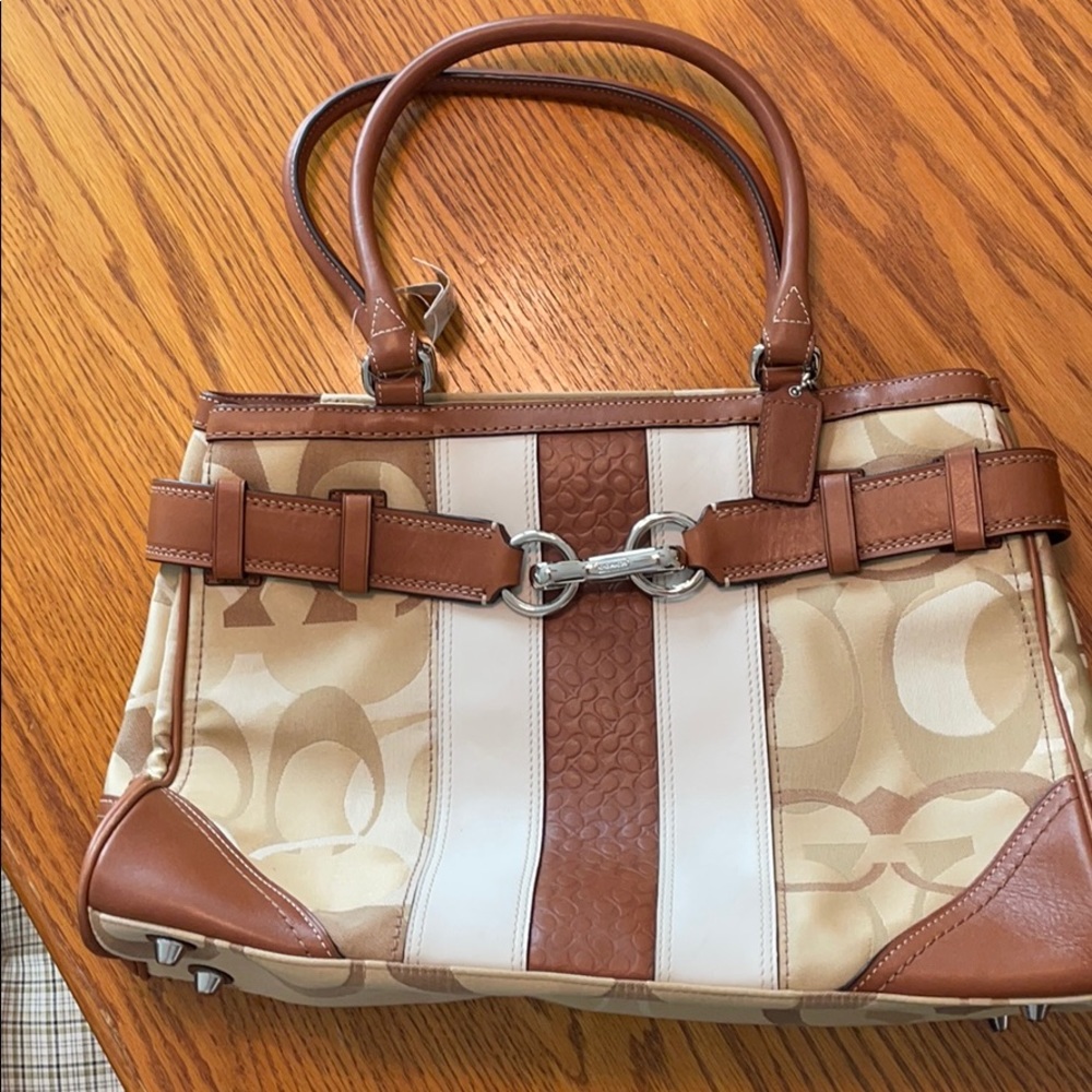 Beautiful Coach Gold and Brown Hand Bag